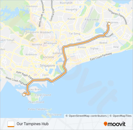 公交OUR TAMPINES HUB ↔ SENTOSA路的线路图
