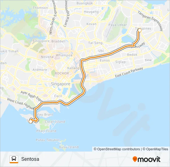OUR TAMPINES HUB ↔ SENTOSA Bus Line Map