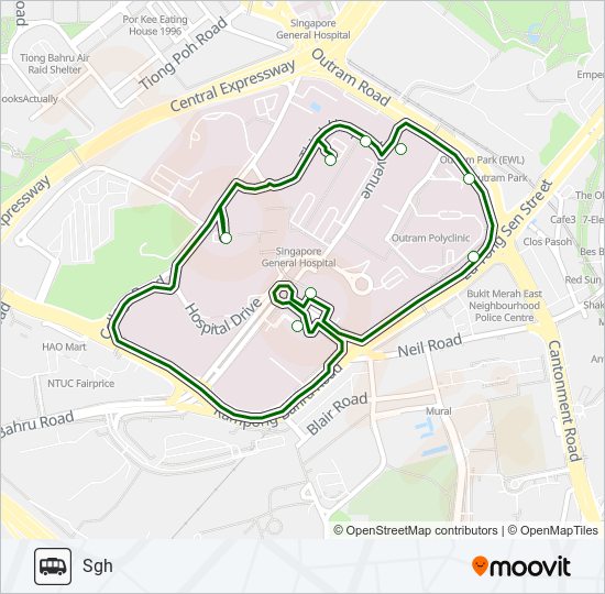 SGH WHEELCHAIR SHUTTLE bus Line Map