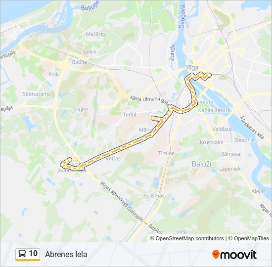 Автобус 10: карта маршрута