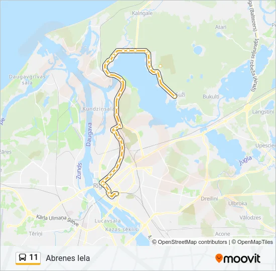 Автобус 11: карта маршрута