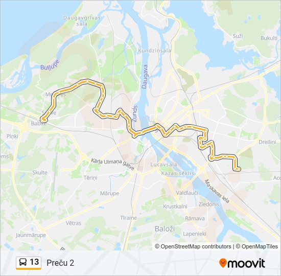 13 Bus Line Map