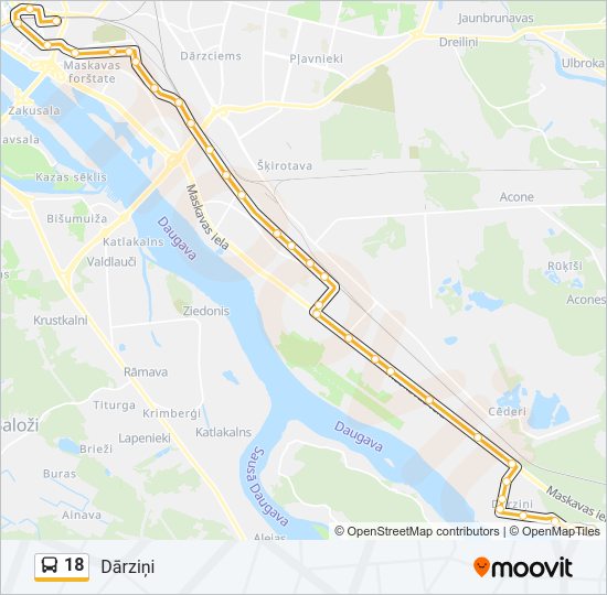 18 bus Line Map