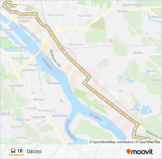 Автобус 18: карта маршрута
