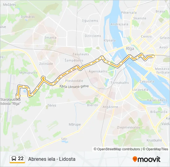 Автобус 22: карта маршрута
