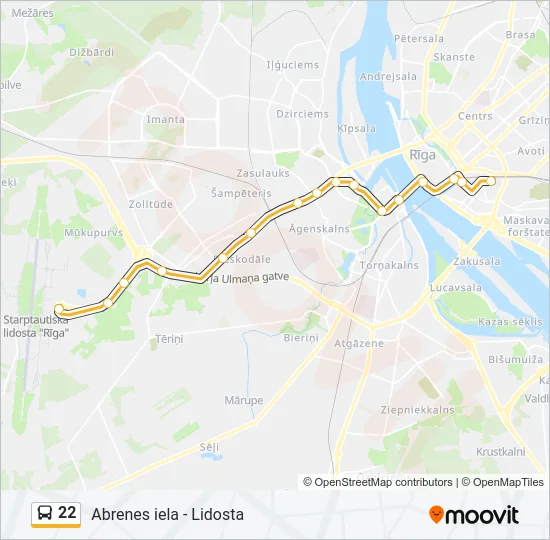 Автобус 22: карта маршрута