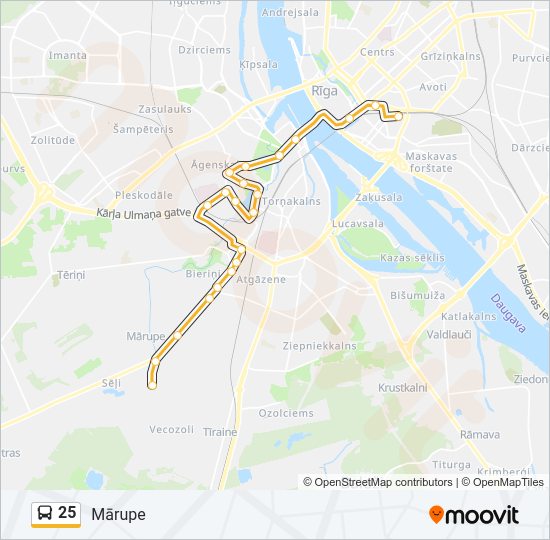 Автобус 25: карта маршрута