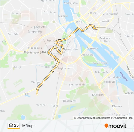 Автобус 25: карта маршрута