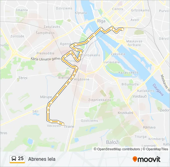 Автобус 25: карта маршрута