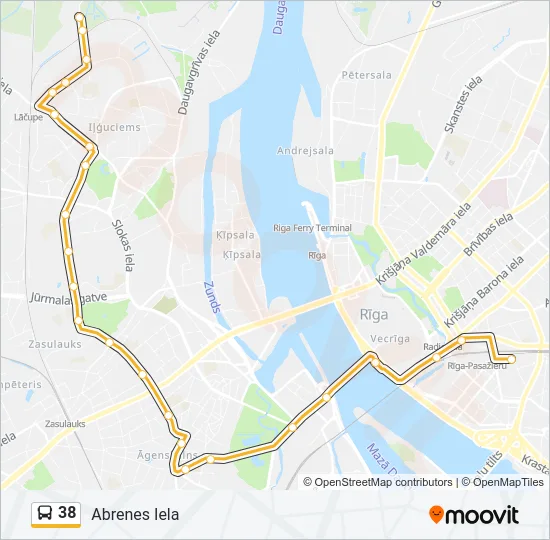 Автобус 38: карта маршрута
