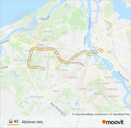 Автобус 43: карта маршрута