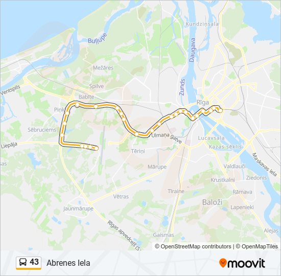 43 bus Line Map