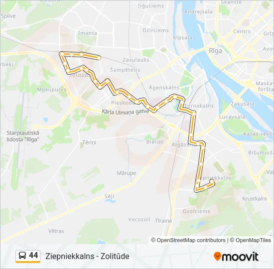 Автобус 44: карта маршрута