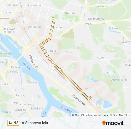 Автобус 47: карта маршрута