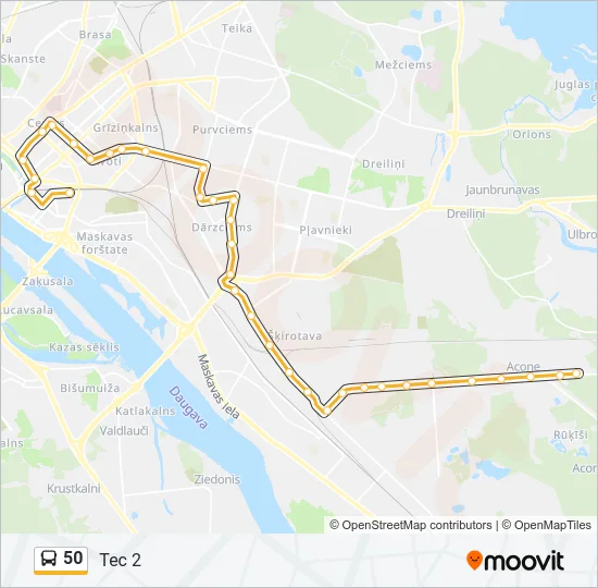 Автобус 50: карта маршрута
