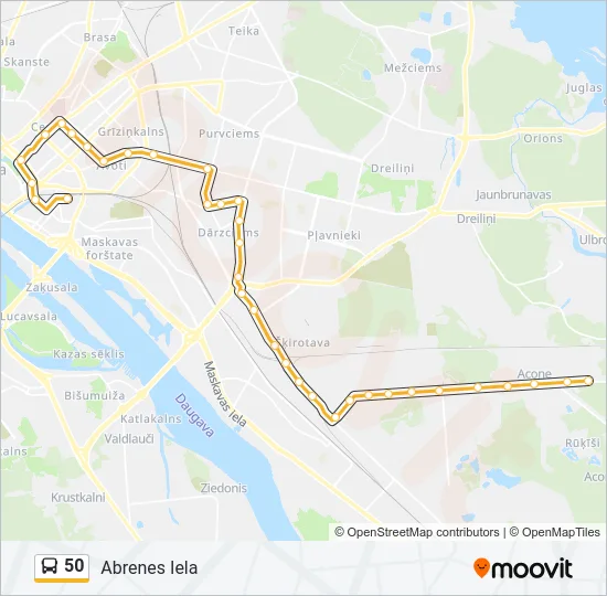 Автобус 50: карта маршрута