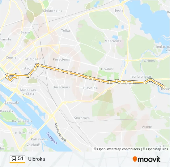 Автобус 51: карта маршрута