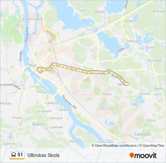 Автобус 51: карта маршрута
