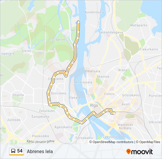 54 bus Line Map