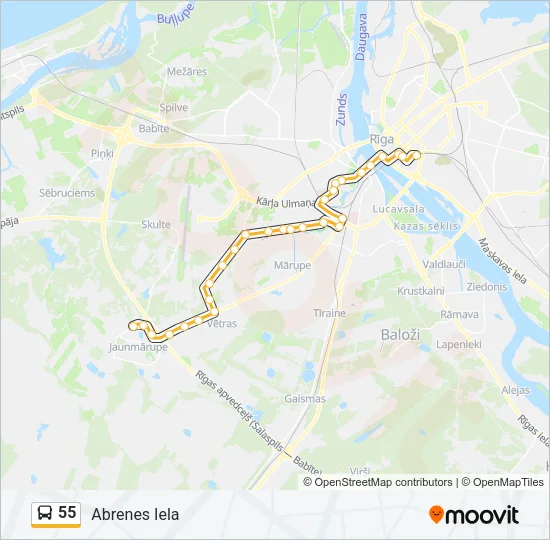 Автобус 55: карта маршрута