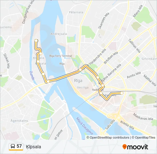 57 Bus Line Map