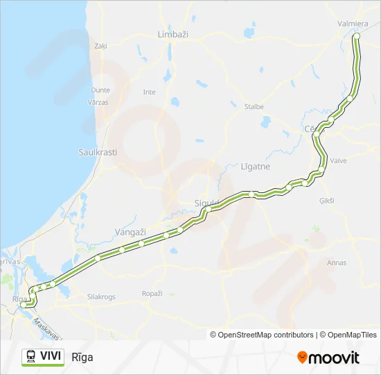 Поезд VIVI: карта маршрута