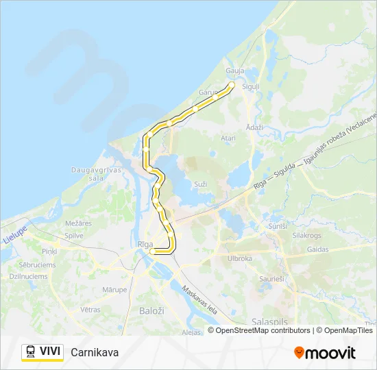 Поезд VIVI: карта маршрута