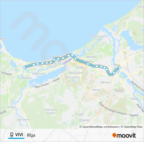 Поезд VIVI: карта маршрута