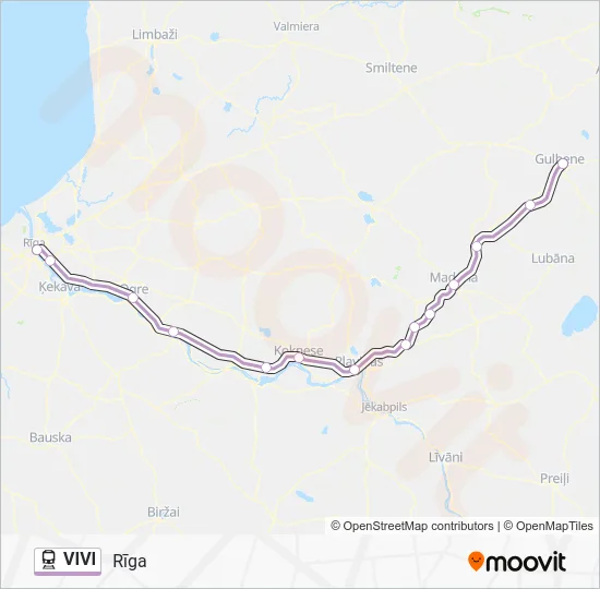 Поезд VIVI: карта маршрута