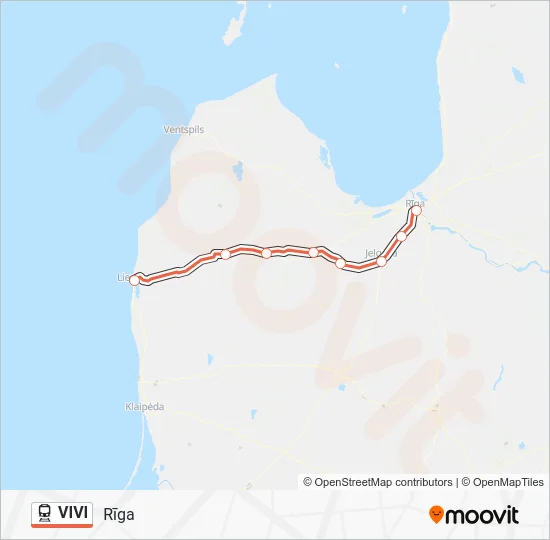 Поезд VIVI: карта маршрута