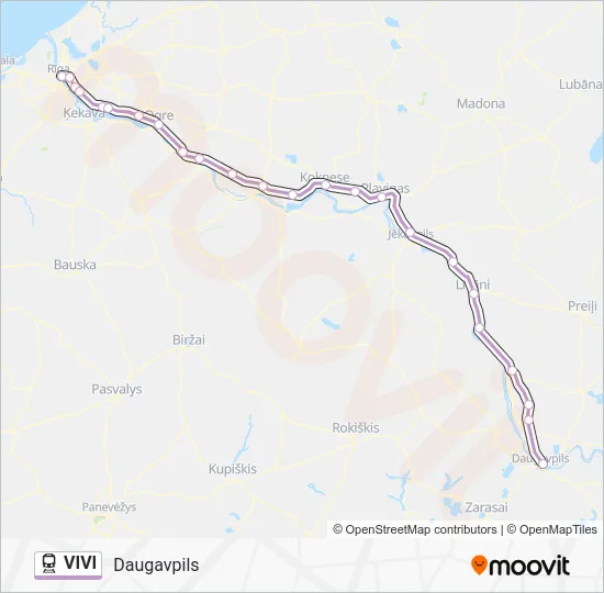 Поезд VIVI: карта маршрута