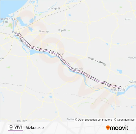 Поезд VIVI: карта маршрута