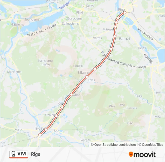 Поезд VIVI: карта маршрута