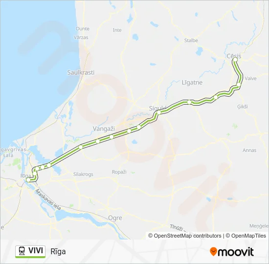 Поезд VIVI: карта маршрута