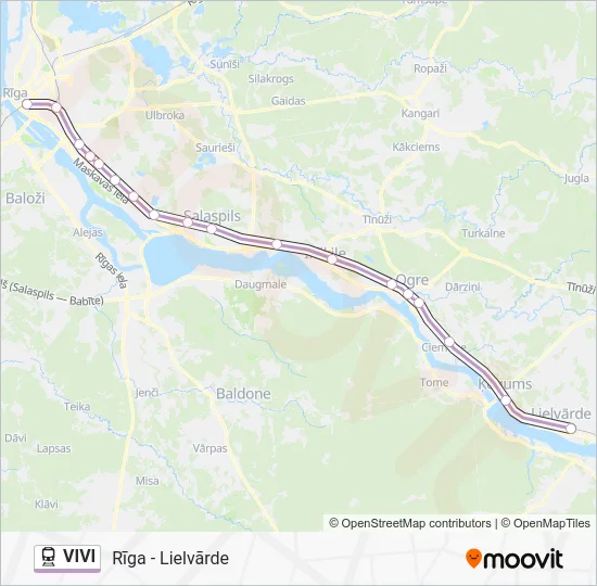 Поезд VIVI: карта маршрута