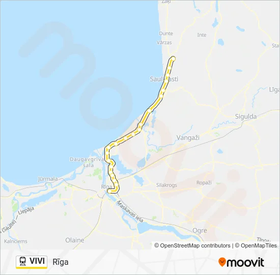 Поезд VIVI: карта маршрута