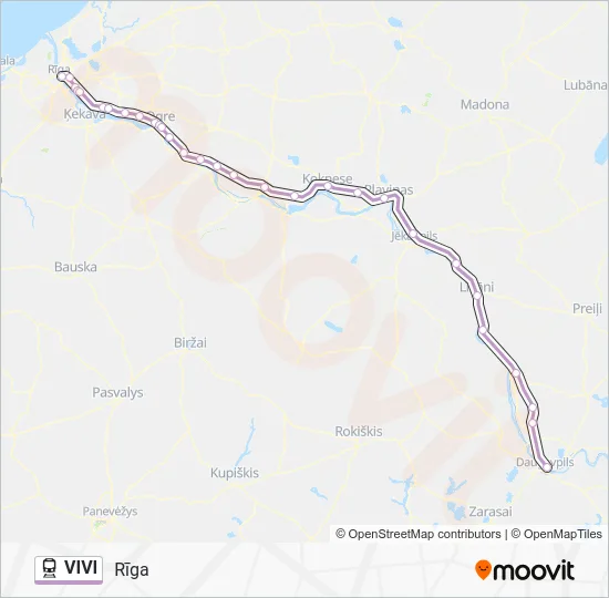 Поезд VIVI: карта маршрута