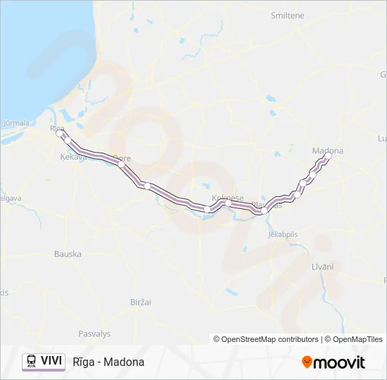 Поезд VIVI: карта маршрута
