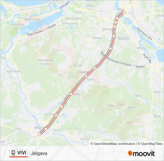 Поезд VIVI: карта маршрута