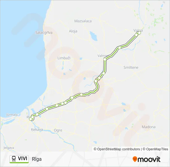 Поезд VIVI: карта маршрута