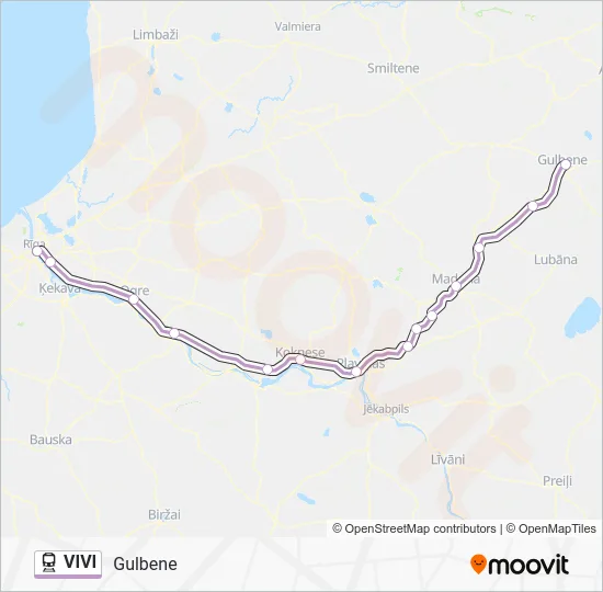 Поезд VIVI: карта маршрута