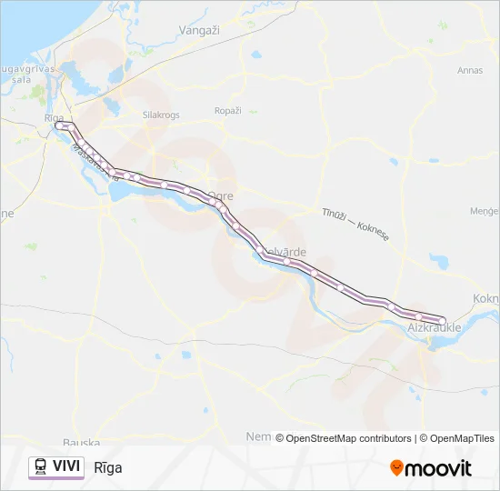 Поезд VIVI: карта маршрута