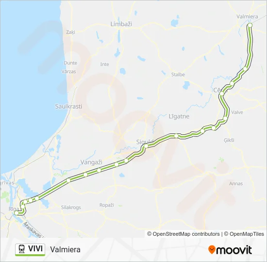 Поезд VIVI: карта маршрута