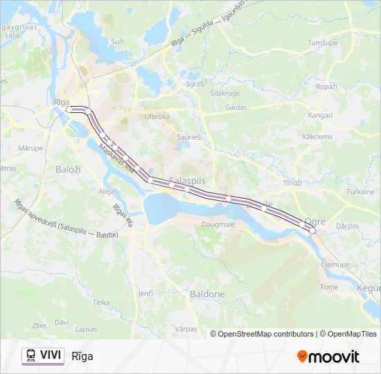 Поезд VIVI: карта маршрута