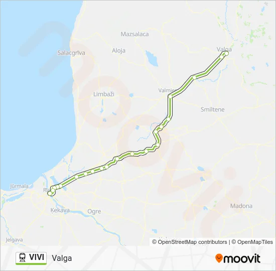 Поезд VIVI: карта маршрута