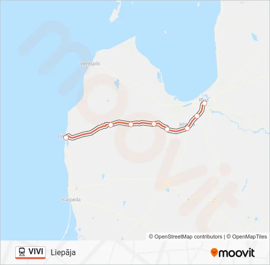 Поезд VIVI: карта маршрута