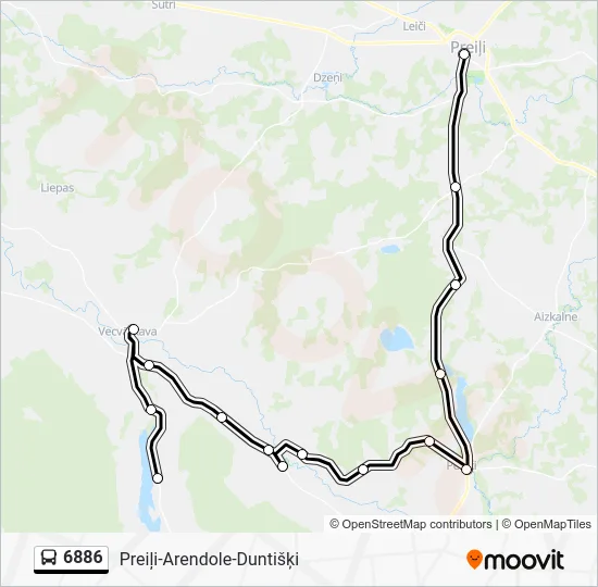 Автобус 6886: карта маршрута
