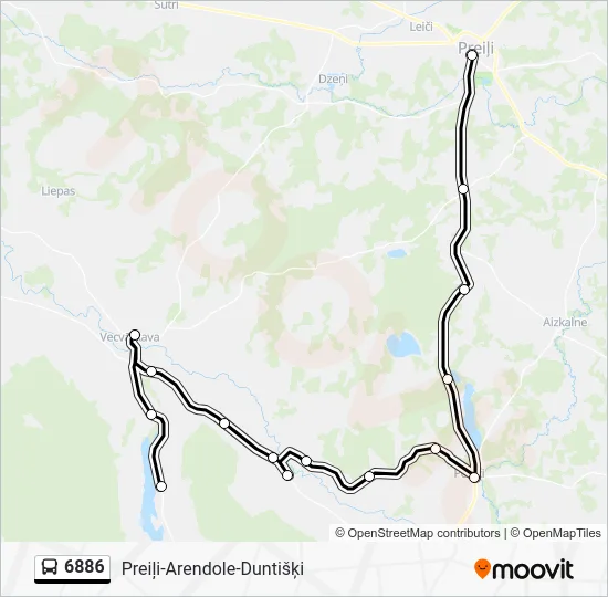 Автобус 6886: карта маршрута