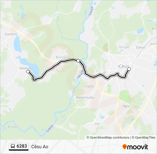 Автобус 6283: карта маршрута