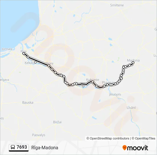 Автобус 7693: карта маршрута